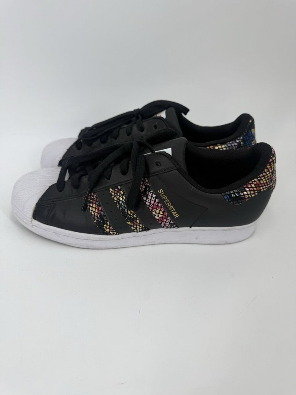 Women’s Adidas Superstar Floral Snakeskin Sneakers Black Size 10